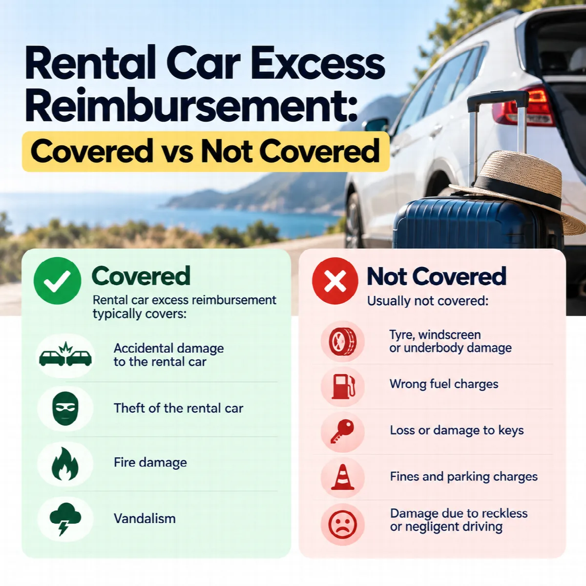 Rental Car Excess Reimbursement: What It Covers and What It Doesn't