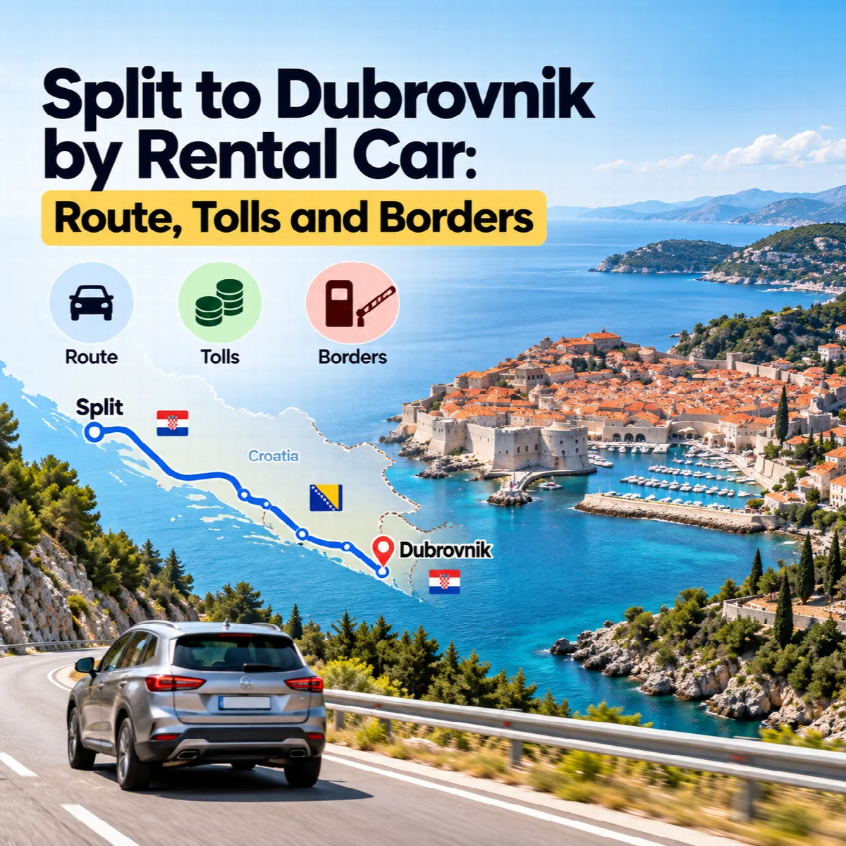 Split to Dubrovnik by Rental Car: Route, Tolls and Borders