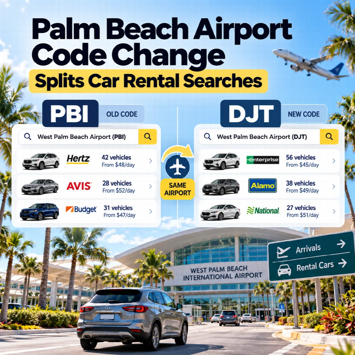 Palm Beach Airport Code Change Splits Car Rental Searches