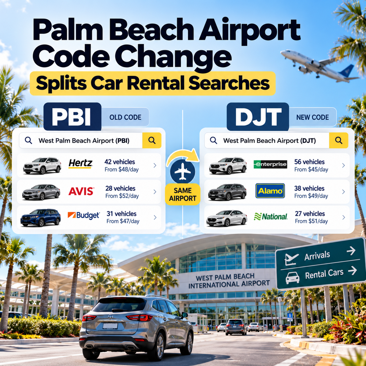 Palm Beach Airport Code Change Splits Car Rental Searches
